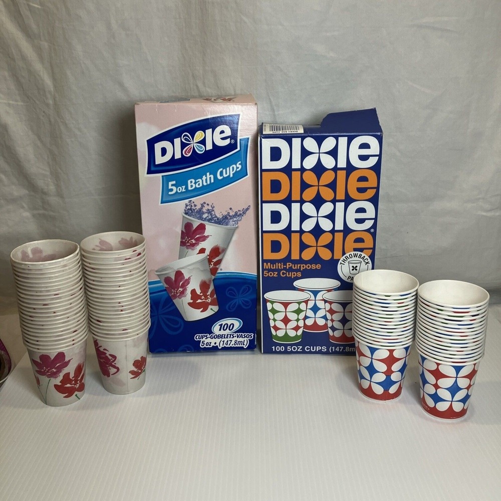 Dixie Cups 5oz Bath Cups 2009 2018 Flower Throwback Pack Open (77 Cups Remain)‎
